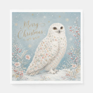 Frohe Weihnachten Schneeeule Winterwunderland Serviette