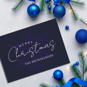Frohe Weihnachten Schneeflocke Navy Blau