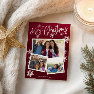 Frohe Weihnachten Schneeflocke Rustikal 3 Fotos Co Postkarte