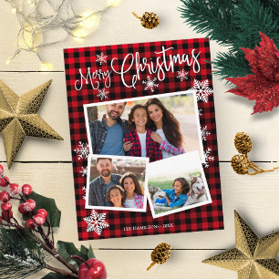 Frohe Weihnachten Schneeflocke Rustikal 3 Fotos Co Postkarte