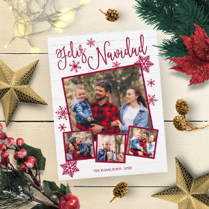 Frohe Weihnachten Schneeflocke Rustikal 4 Fotos We Postkarte