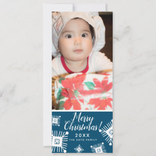 Frohe Weihnachten Schneeflocken Baby Foto Blau