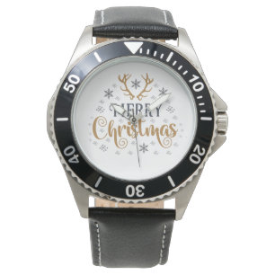 Frohe Weihnachten Schneeflocken, ein glückliches n Armbanduhr