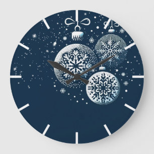 Frohe Weihnachten Schneeflocken Ornamente Große Wanduhr