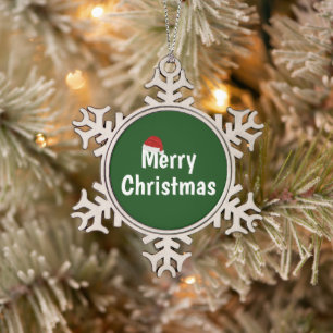 Frohe Weihnachten Schneeflocken Zinn-Ornament
