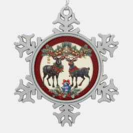 Frohe Weihnachten Schneeflocken Zinn-Ornament