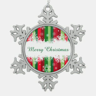 Frohe Weihnachten Schneeflocken Zinn-Ornament
