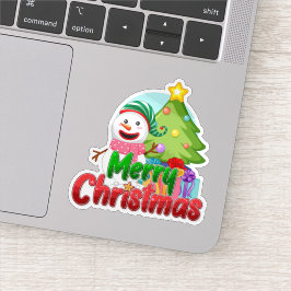 Frohe Weihnachten Schneemann Aufkleber