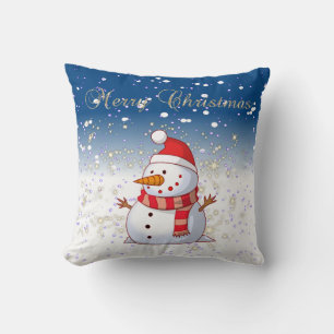 Frohe Weihnachten,Schneemann,Glanzlichter,Weiß Kissen