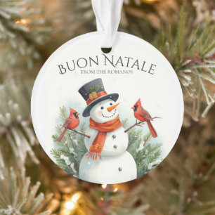 Frohe Weihnachten Schneemann & Kardinale Benutzerd Ornament