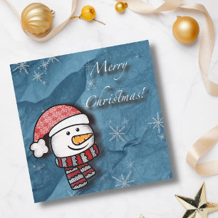 Frohe Weihnachten, Schneemann mit gestrickter Klei