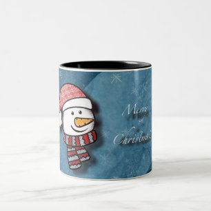 Frohe Weihnachten, Schneemann mit Strickkleidung Zweifarbige Tasse