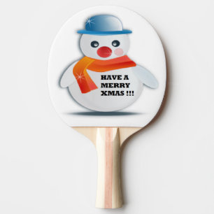 "FROHE WEIHNACHTEN" SCHNEEMANN TISCHTENNIS SCHLÄGER