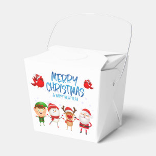 Frohe Weihnachten Schneemann Weihnachtsmann Rudolp Geschenkschachtel