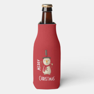 Frohe Weihnachten Schneemann wellen und lächeln Flaschenkühler