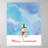 Frohe Weihnachten Schneemann wellen und lächeln