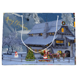 Frohe Weihnachten Schöne Winterlandschaft mit Weih Große Geschenktüte