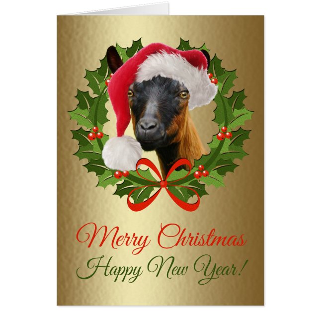 Frohe Weihnachten Schönes Oberhasli Goat Art (Vorne)