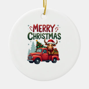 Frohe Weihnachten Schottische Highland-Kuh Weihnac Keramik Ornament