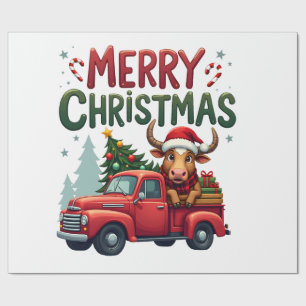 Frohe Weihnachten Schottische Highland-Kuh Xmas Ba Geschenkpapier