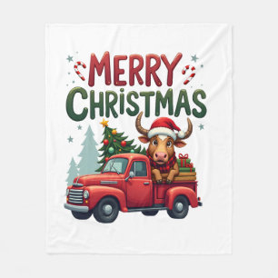 Frohe Weihnachten Schottischer Highland-Kuh Weihna Fleecedecke