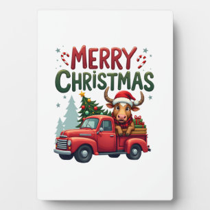 Frohe Weihnachten Schottischer Highland-Kuh-Weihna Fotoplatte