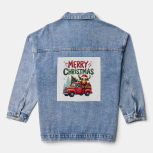 Frohe Weihnachten Schottischer Highland-Kuh-Weihna Jeansjacke