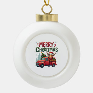Frohe Weihnachten Schottischer Highland-Kuh Weihna Keramik Kugel-Ornament
