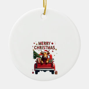 Frohe Weihnachten Schottischer Highland-Kuh Weihna Keramik Ornament