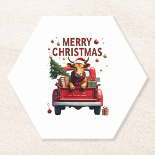 Frohe Weihnachten Schottischer Highland-Kuh-Weihna Untersetzer