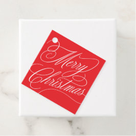 Frohe Weihnachten Schrift elegant roter Geschenkan Geschenkanhänger