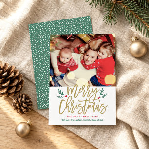 Frohe Weihnachten Schrift Foto mit Stechpalme