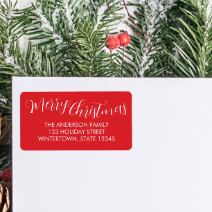 Frohe Weihnachten Schrift Rot Rücksendeadresse Adressaufkleber
