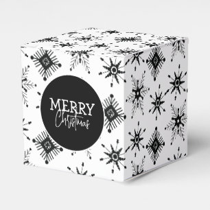Frohe Weihnachten Schrift Schwarz Schneeflocken   Geschenkschachtel