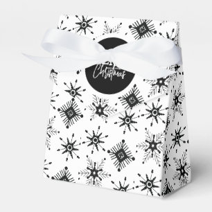 Frohe Weihnachten Schrift Schwarz Schneeflocken    Geschenkschachtel