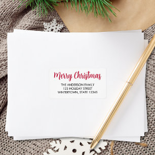 Frohe Weihnachten Schrift-Typografie Rücksendeadre Adressaufkleber