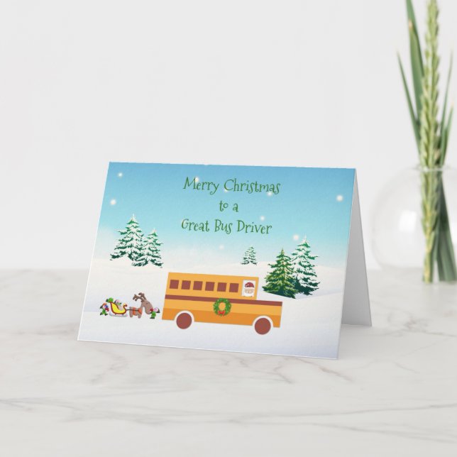 Frohe Weihnachten, Schulbusfahrer Feiertagskarte (Vorderseite)