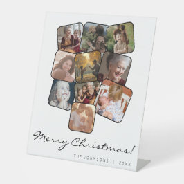 Frohe Weihnachten Schwarz 10 Foto Collage Sockelschild