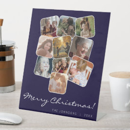 Frohe Weihnachten Schwarz 10 Foto Collage Sockelschild