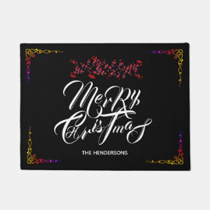 Frohe Weihnachten Schwarz - Fußmatte
