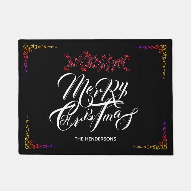 Frohe Weihnachten Schwarz - Fußmatte (Vorderseite)