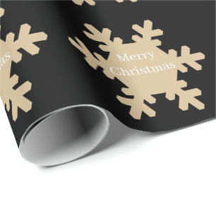 Frohe Weihnachten Schwarz-Gold-Schneeflocken-Muste Geschenkpapier