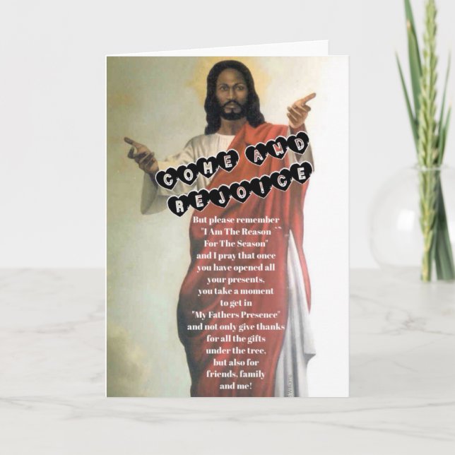 Frohe Weihnachten Schwarz Jesus Karte (Vorderseite)