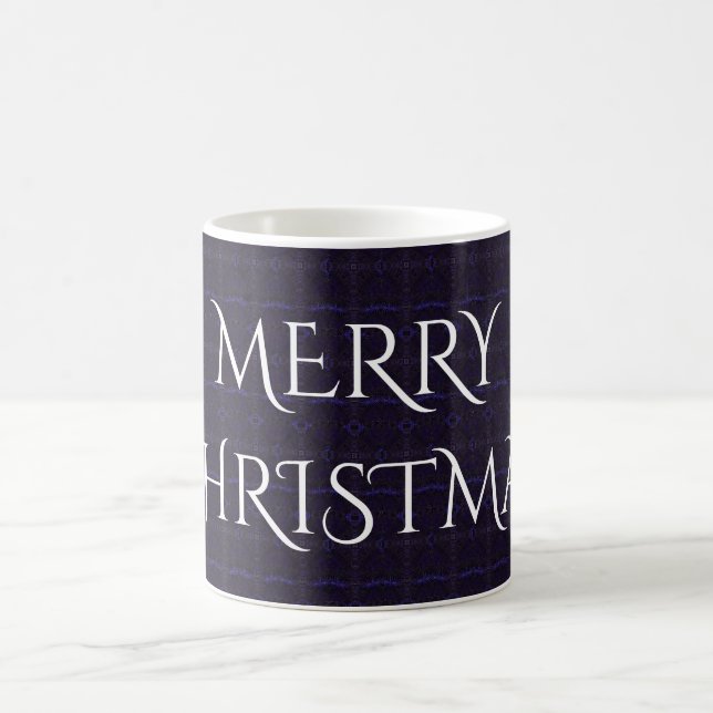 Frohe Weihnachten Schwarz Lila Kaleidoskop Design Kaffeetasse (Mittel)