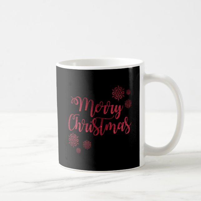 Frohe Weihnachten Schwarz-Rot-Schneeflocke Typogra Kaffeetasse (Rechts)