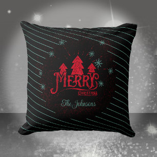 Frohe Weihnachten Schwarz Streifen Sterne Weihnach Kissen