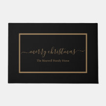 Frohe Weihnachten Schwarz und Gold Familienname