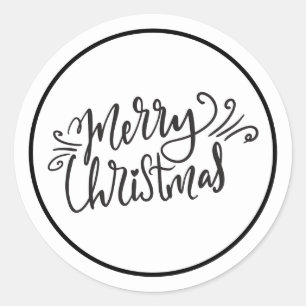 Frohe Weihnachten Schwarz und Weiß Runder Aufkleber