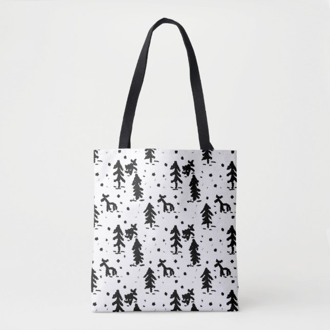 Frohe Weihnachten! Schwarz und Weiß Tasche (Vorderseite)