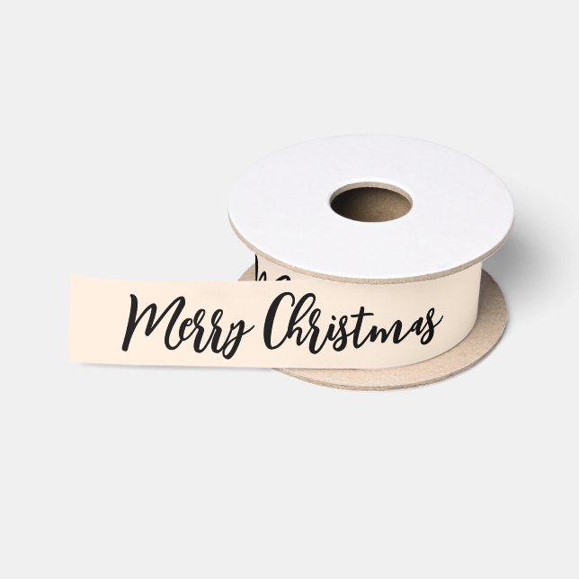 Frohe Weihnachten Schwarz und Weiß Weihnachten Wei Satinband (Spule)
